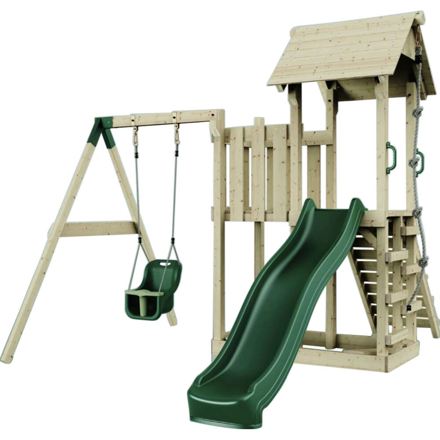 PolarPlay Spielturm Bergen Babyschaukel Kletterwand Rutsche Grün günstig online kaufen