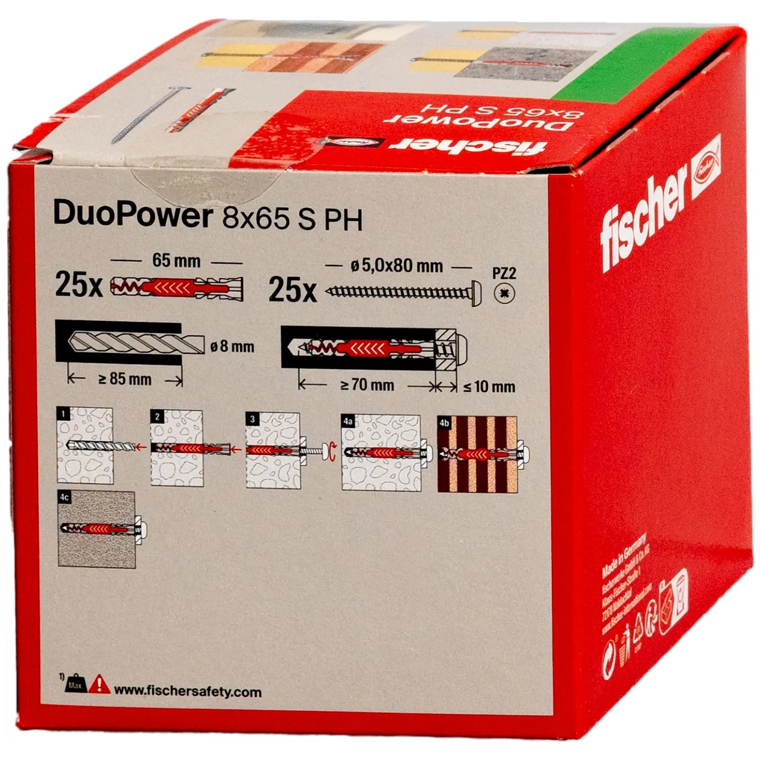 Fischer Universaldübel DuoPower 8x65mm, 25er Pack. Universaldübel für sicheren Halt in verschiedenen Baustoffen.