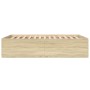 Bettgestell Sonoma-Eiche, 135x190 cm, Holzwerkstoff mit Lattenrost.