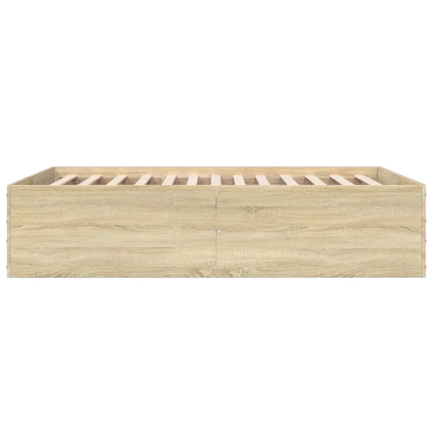 Bettgestell Sonoma-Eiche, 135x190 cm, Holzwerkstoff mit Lattenrost.