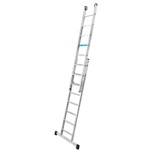 Iller Schiebeleiter ERGO Plus 2x8 Stufen mit Quertraverse für sicheren Stand.