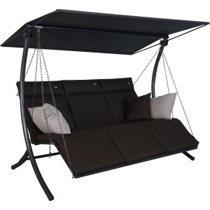Angerer Hollywoodschaukel Swing Smart Coffee, 3-Sitzer mit Sonnendach und Kissen.