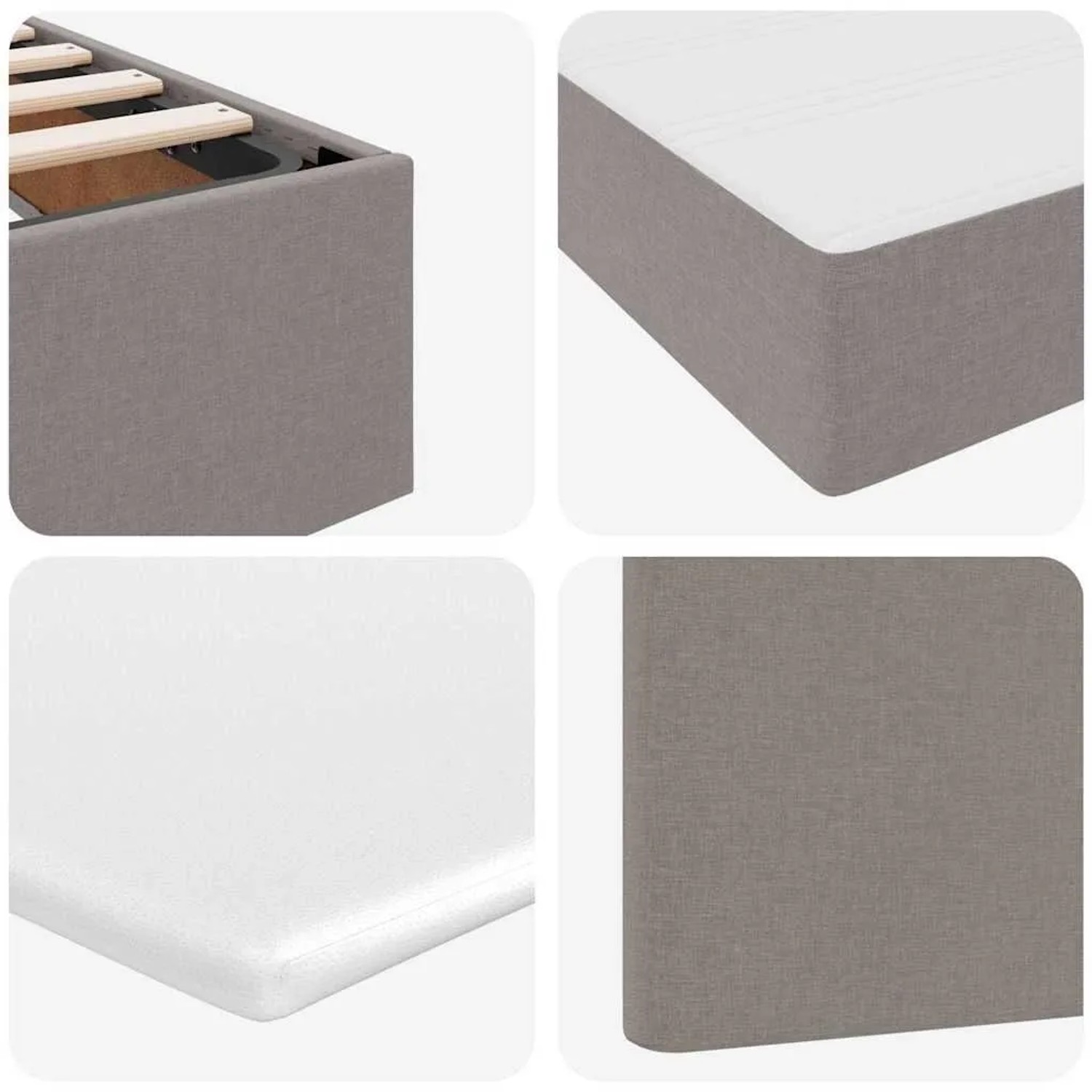 vidaXL Bett mit LED-Lichtleisten mit Kopfteil Taupe 200 x 200 cm Stoff 3372830_15