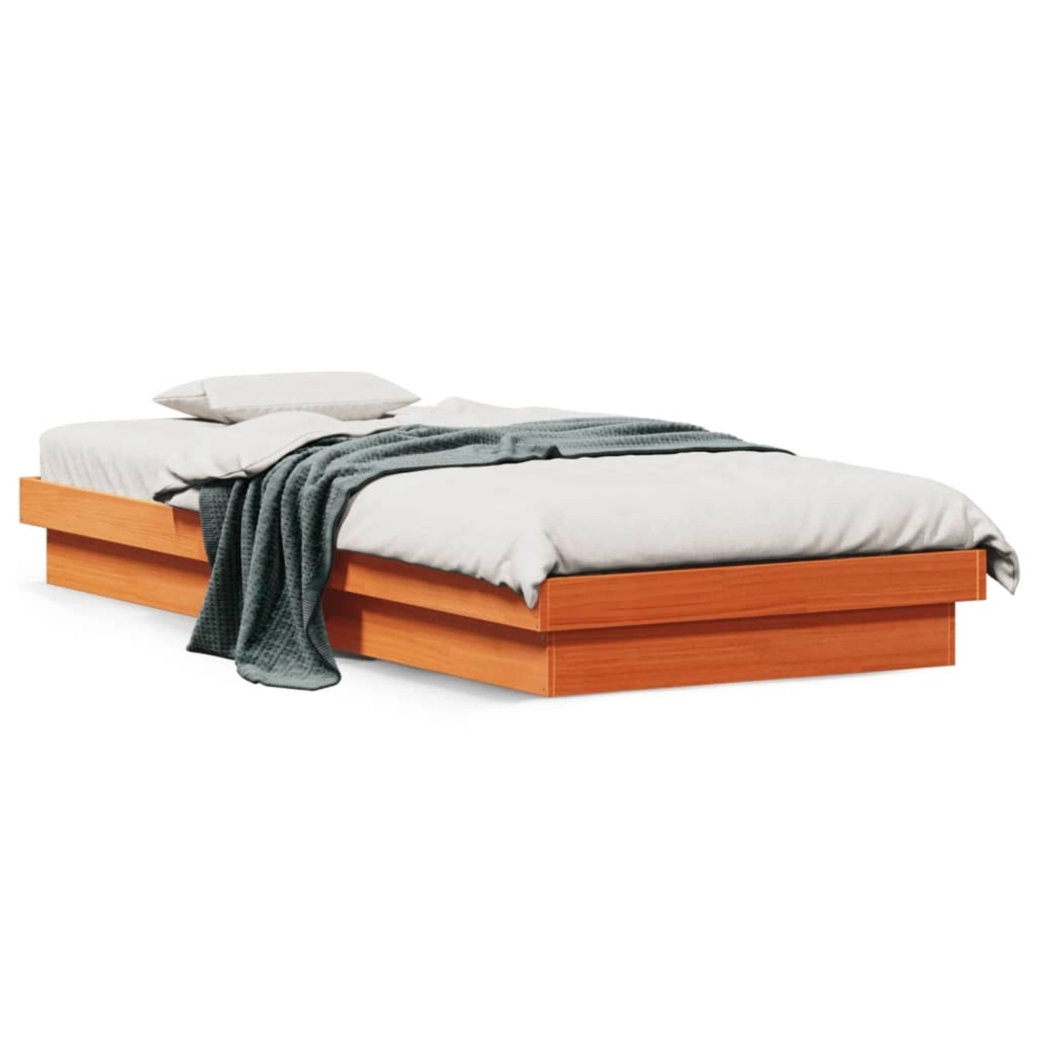 vidaXL Massivholzbett mit LED Wachsbraun 75x190 cm Kiefer 844419 günstig online kaufen