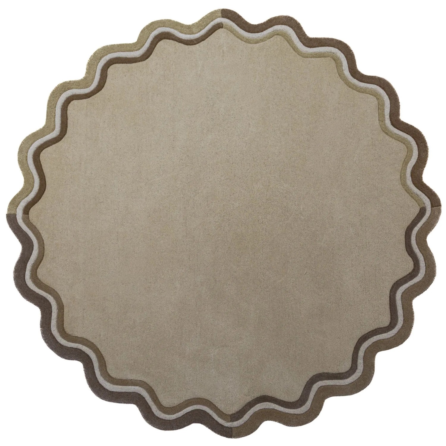 Flair Rugs Wollteppich Leo Border Ø 180 cm Natural