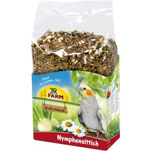 JR Farm Ergänzungsfutter Individual Nymphensittich 1kg, Erhaltungsfutter im transparenten Beutel.