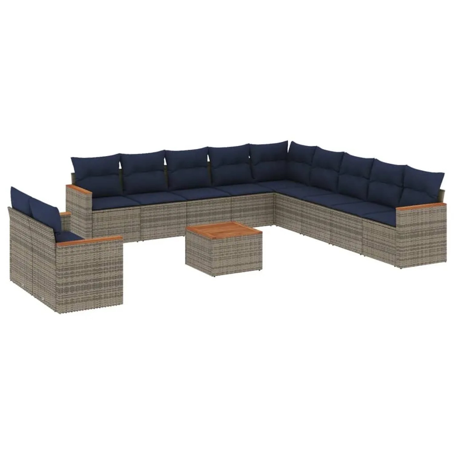 vidaXL 12-Tlg Gartensofa-Set mit Kissen Grau Polyrattan 3226138 günstig online kaufen