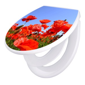 Banjado WC-Sitz mit Kindersitz und Mohnblumen-Motiv. Universeller Klodeckel mit Absenkautomatik aus Polypropylen.