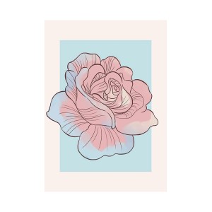 Poster Rose in Rosa und Blau, 50x70 cm, für eine stilvolle Wandgestaltung.