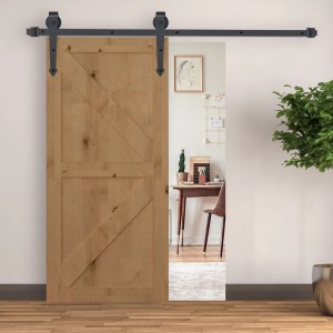HOMCOM Schiebetür-Beschlagsatz aus Kohlenstoffstahl, 200 cm, braun, für Holztüren