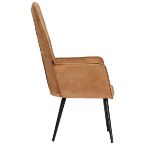 Brauner vidaXL Ohrensessel aus Canvas mit schwarzen Füßen, Seitenansicht.