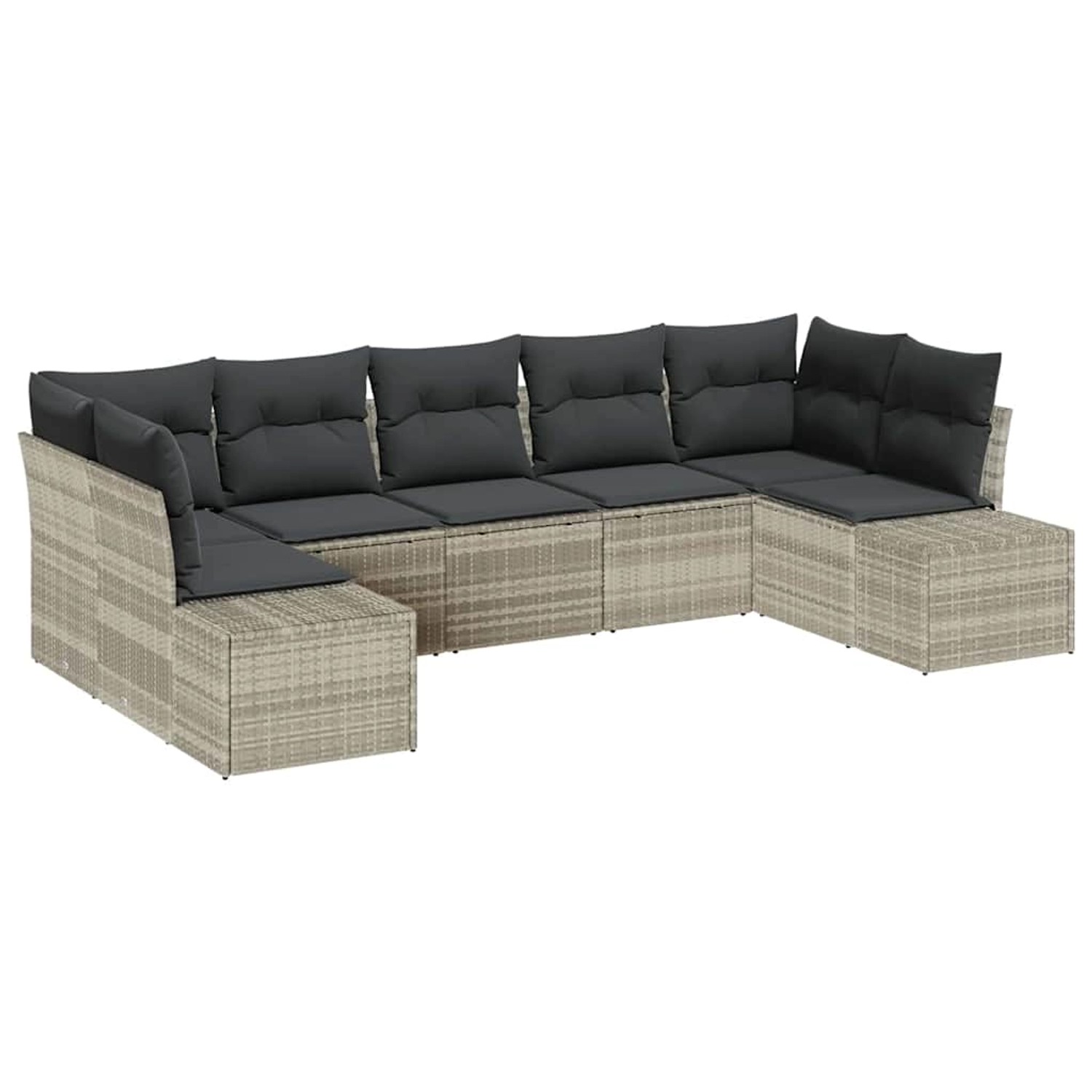 vidaXL Garten-Sofa-Set mit Kissen 7-Tlg Hellgrau Poly Rattan 3347212 günstig online kaufen