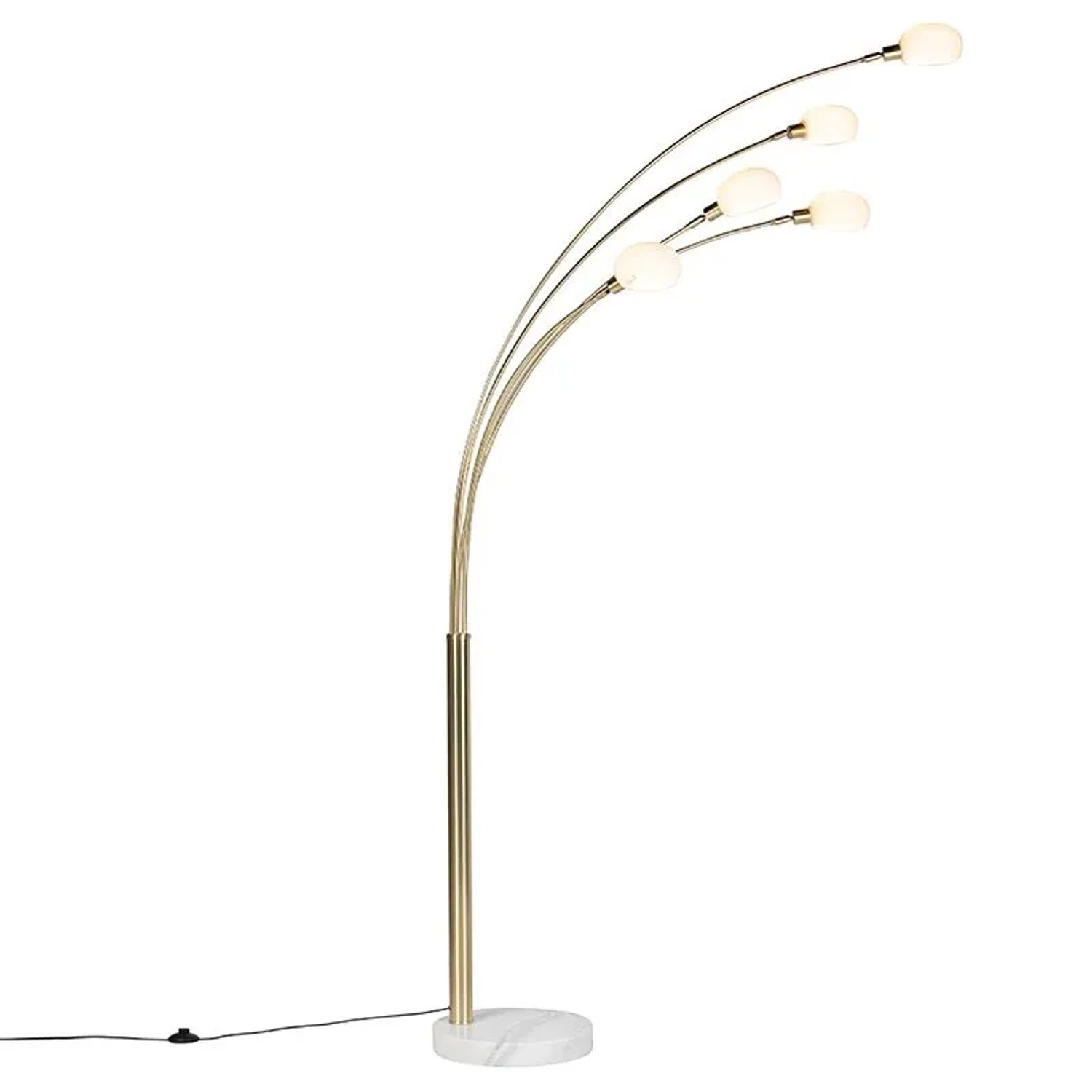 QAZQA Art Deco Stehlampe Gold 5 Lampen Sixties Marmo