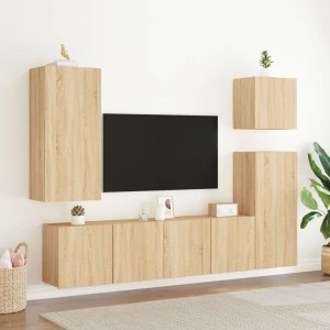 vidaXL TV-Wandschränke, 2 Stk., Sonoma-Eiche, 80x30x41 cm. Wohnzimmermöbel zur Wandmontage.
