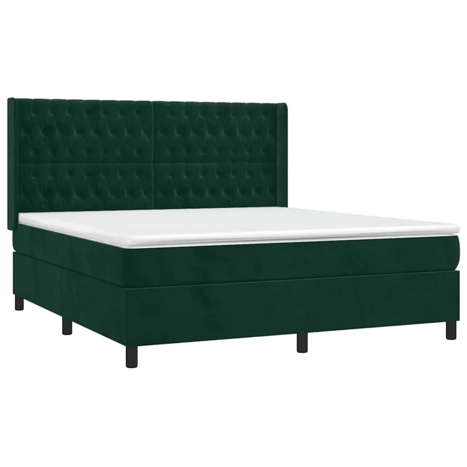 vidaXL Boxspringbett mit Matratze & LED Dunkelgrün 180x200 cm Samt 3139760