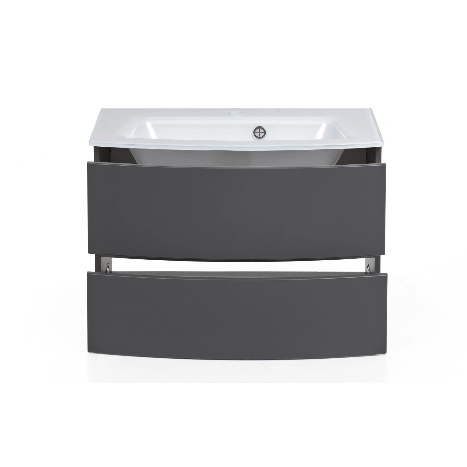 Held Möbel Einzelwaschtisch Salerno, 80 cm, Grau Matt, mit Softclose und weißem Waschbecken.