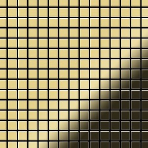 Goldene Mosaikfliesen aus Messing, gewalzte Oberfläche, 20x20mm, 10 Matten (1,04m²).