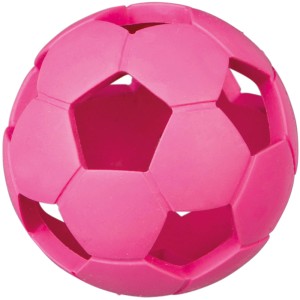 Pinker Jollypaw Lochball aus Naturgummi, 7 cm Durchmesser, Apportierspielzeug für Hunde.