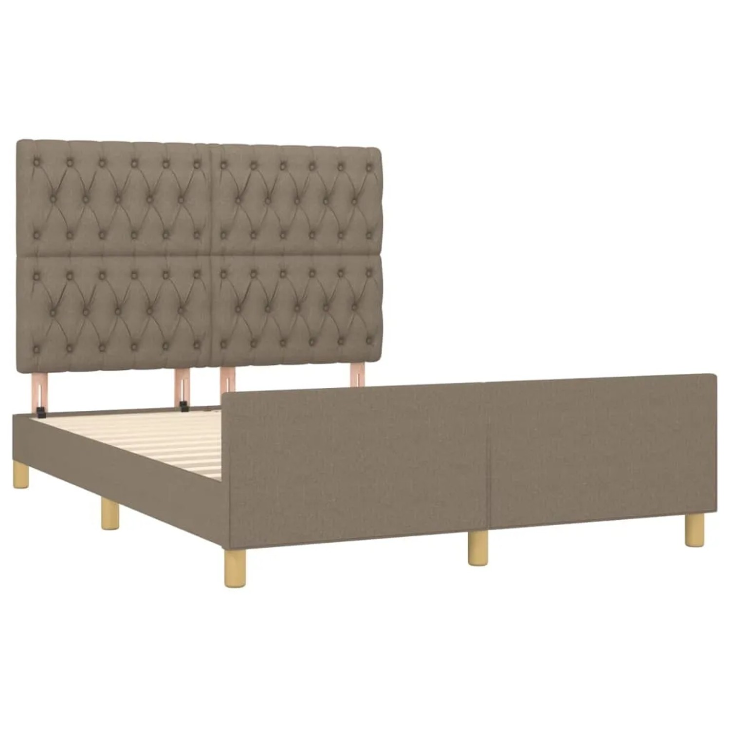 Stoff-Bettgestell mit Kopfteil in Taupe, 140x190 cm. Gemütliches Bett für erholsamen Schlaf.