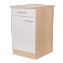 Respekta Unterschrank Merle, 50 cm, Weiß, mit Schublade und Tür. Küchenunterschrank mit Soft-Close.