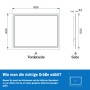 Technische Zeichnung: Aica Sanitär Badspiegel 80x60 cm mit LED Beleuchtung, Front- und Seitenansicht mit Maßen.