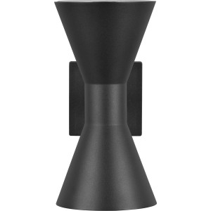 Moderne, mattschwarze Trio Wandleuchte Ardas für den Außenbereich mit Up- und Downlight.