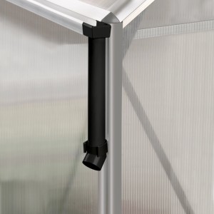 Regenfallrohr für Triton Gewächshaus, Set mit Rohren, Verbindungsstücken und Klammern.