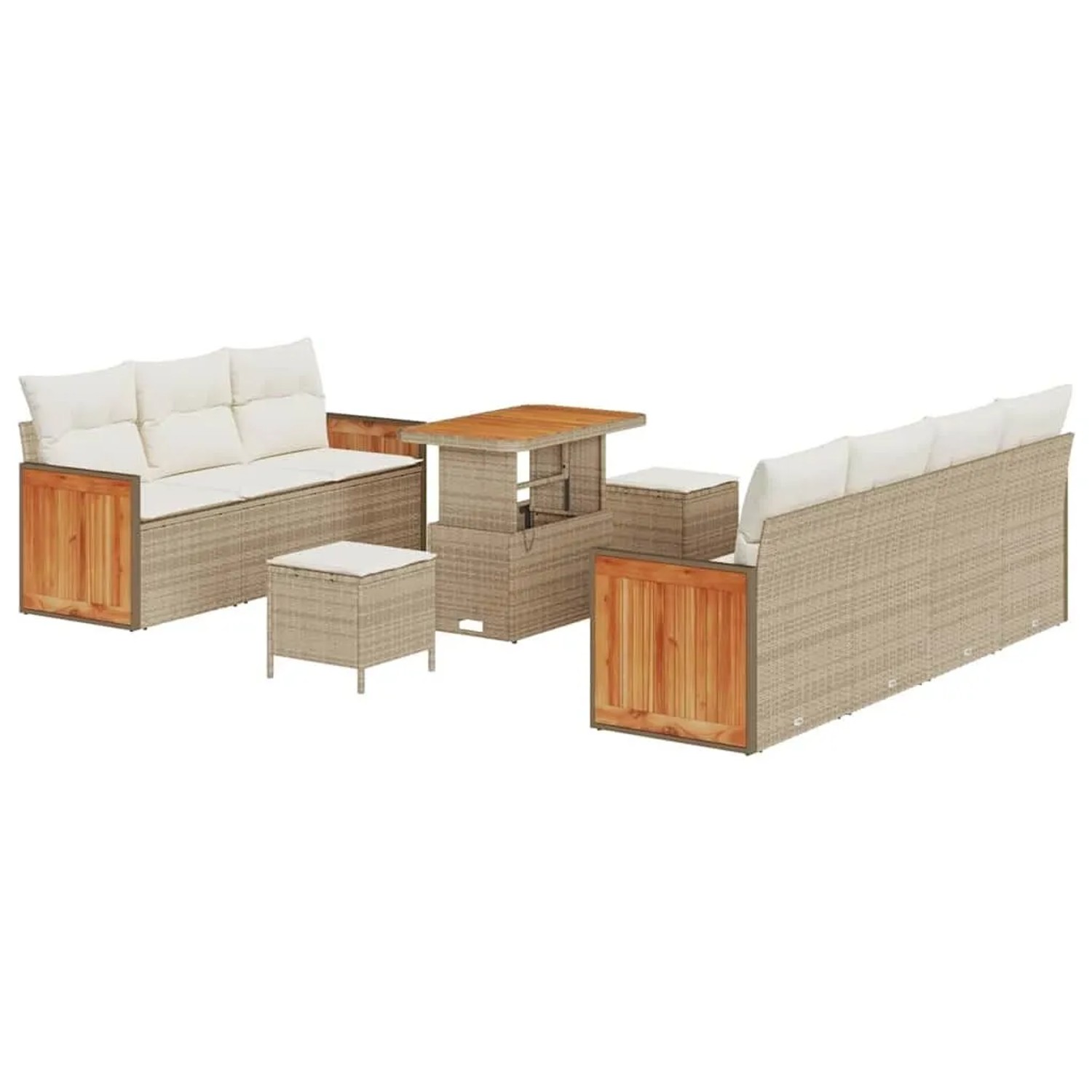 vidaXL Gartensofa-Set mit Kissen 13 Stk Beige und Creme Poly-Rattan 3365221 günstig online kaufen