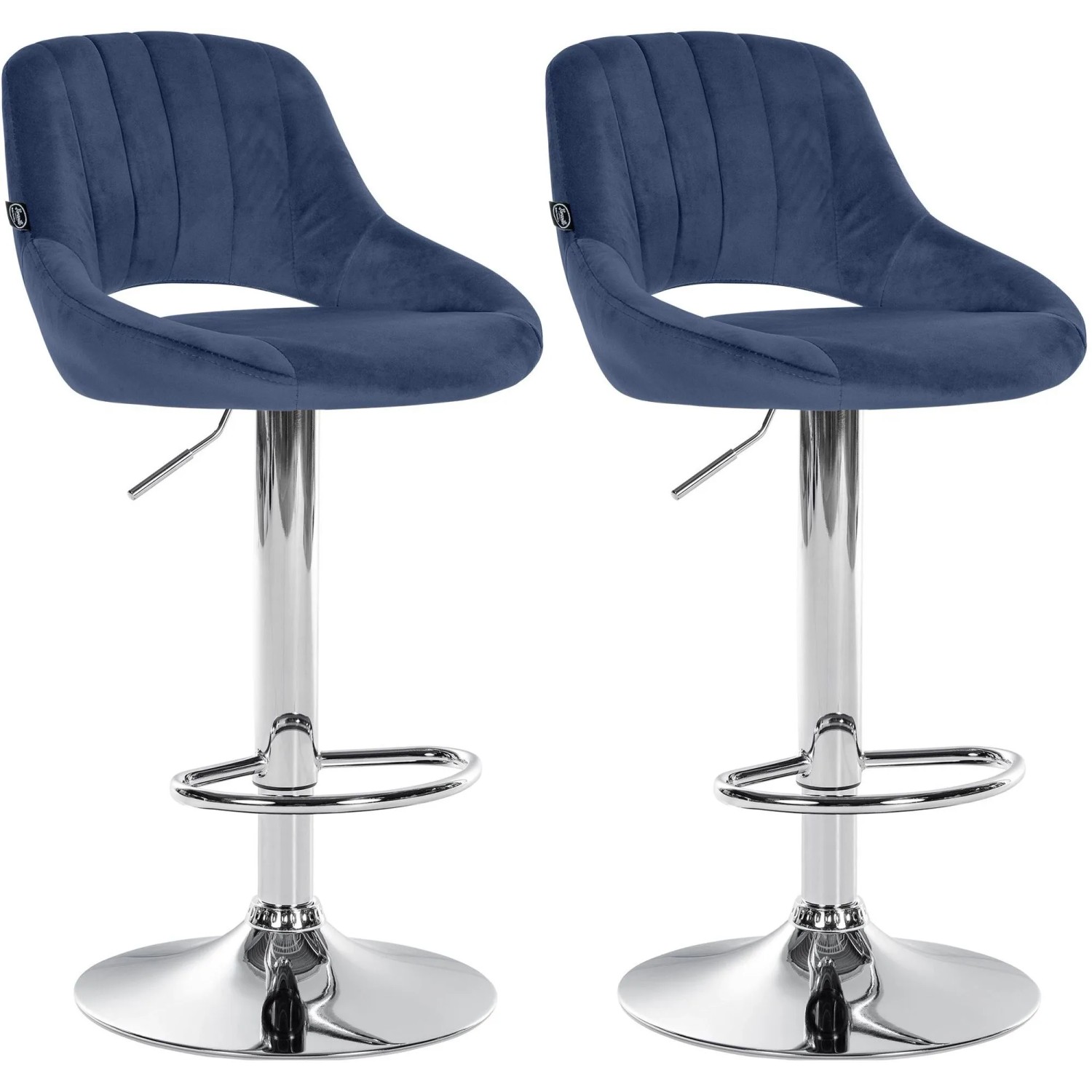 DELUKE 2er Set Barhocker SEGAD Samt Blau 47x48x85cm Silber Barstuhl Mit Lehne Tresenhocker Tresenstuhl