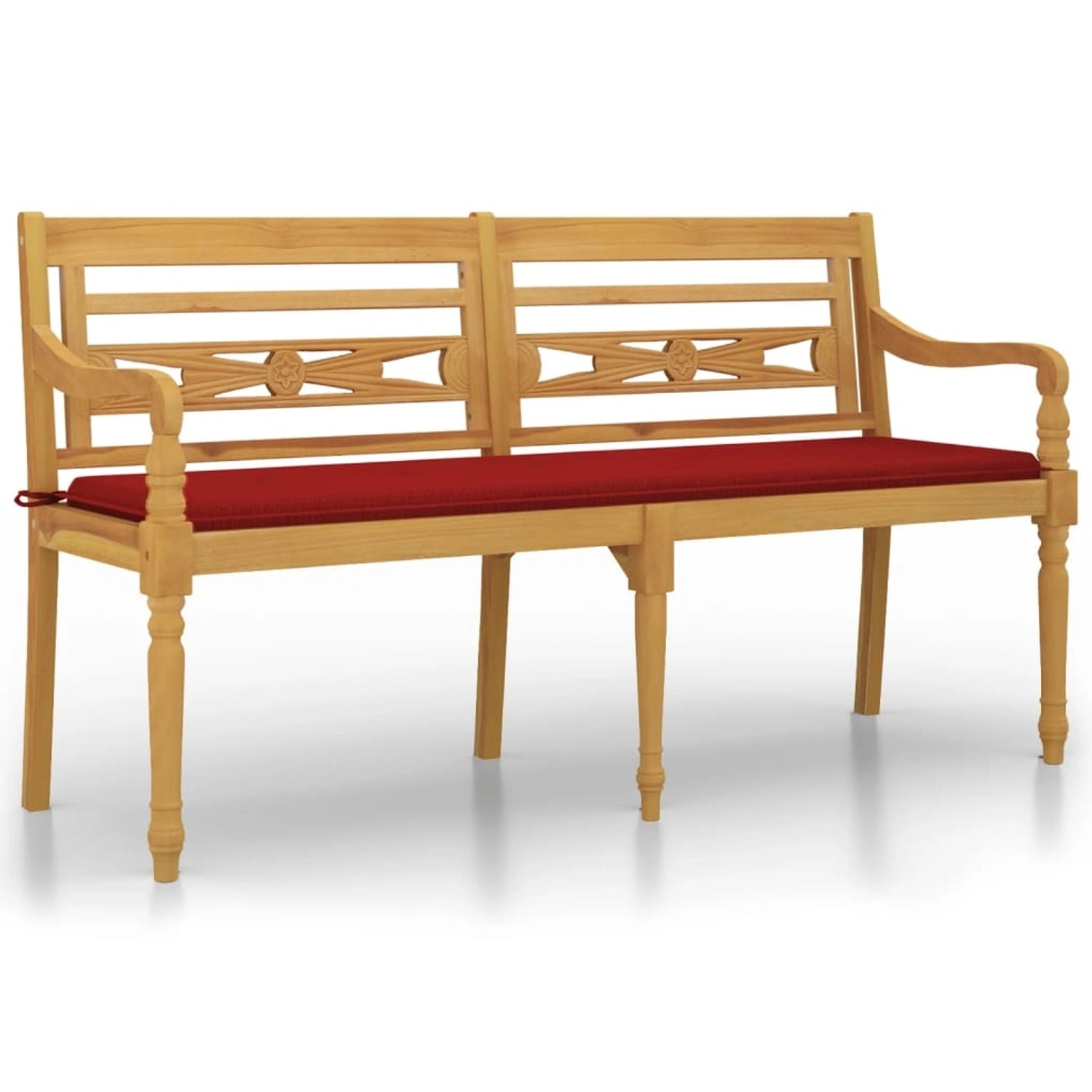 Thumbnail - VidaXL Batavia-Bank mit Rotem Kissen 150 cm Massivholz Teak
