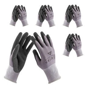 STAHLWERK Arbeitshandschuhe, 5 Paar, Größe L, mit Nitril-PU-Beschichtung für optimalen Schutz.