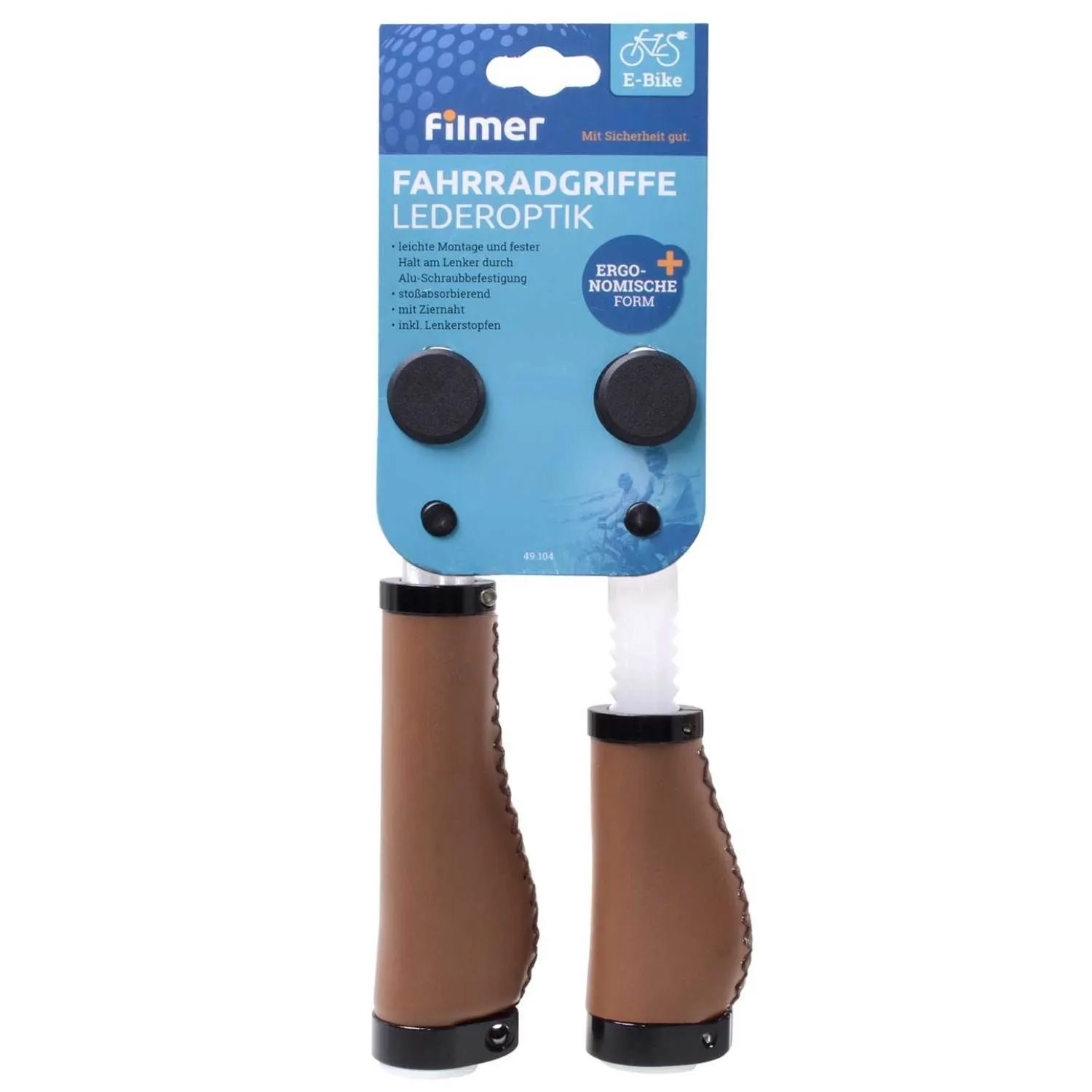Filmer Set Fahrradgriffe Ergo-Grip Leder-Optik für Dreh-Griff-Schaltung Braun