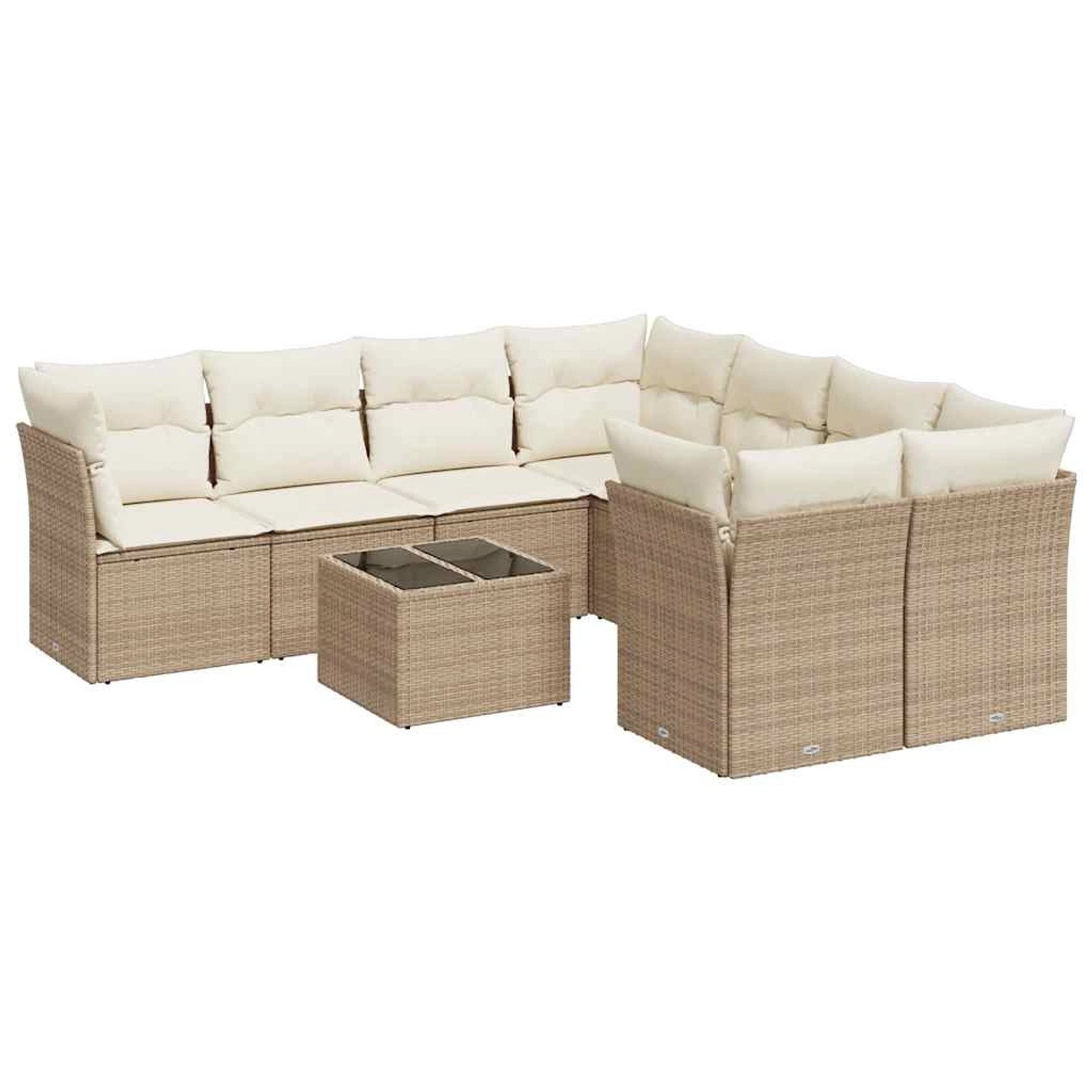 vidaXL 9-Tlg Garten-Sofagarnitur mit Kissen Beige Poly Rattan 3217318 günstig online kaufen