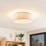 Moderne, weiße Lindby LED Deckenleuchte Ellamina aus Textil mit Sternenmuster, 40 cm Durchmesser.