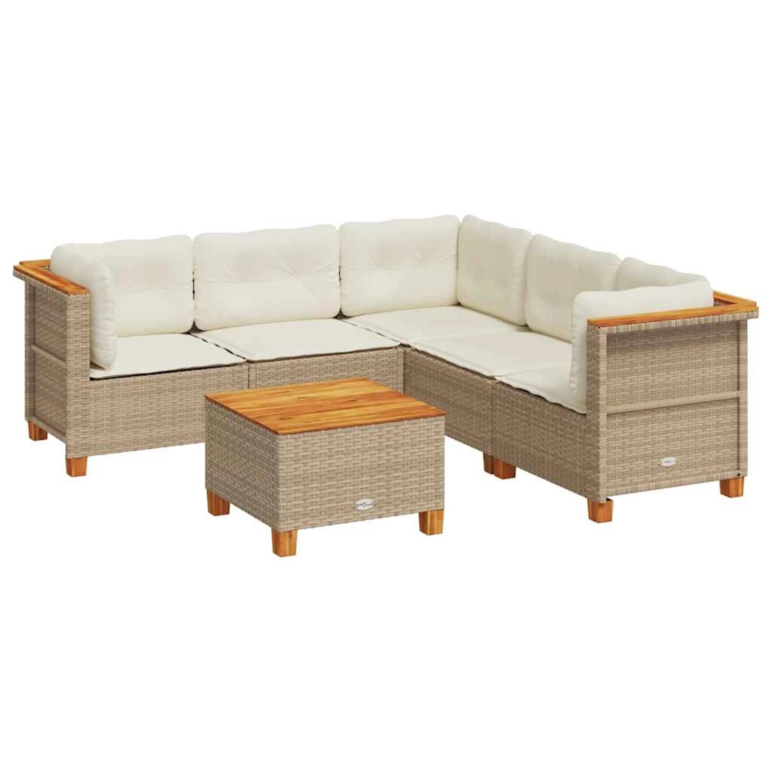 vidaXL 6-Tlg Garten-Sofagarnitur mit Kissen Beige Poly Rattan 3261829 günstig online kaufen