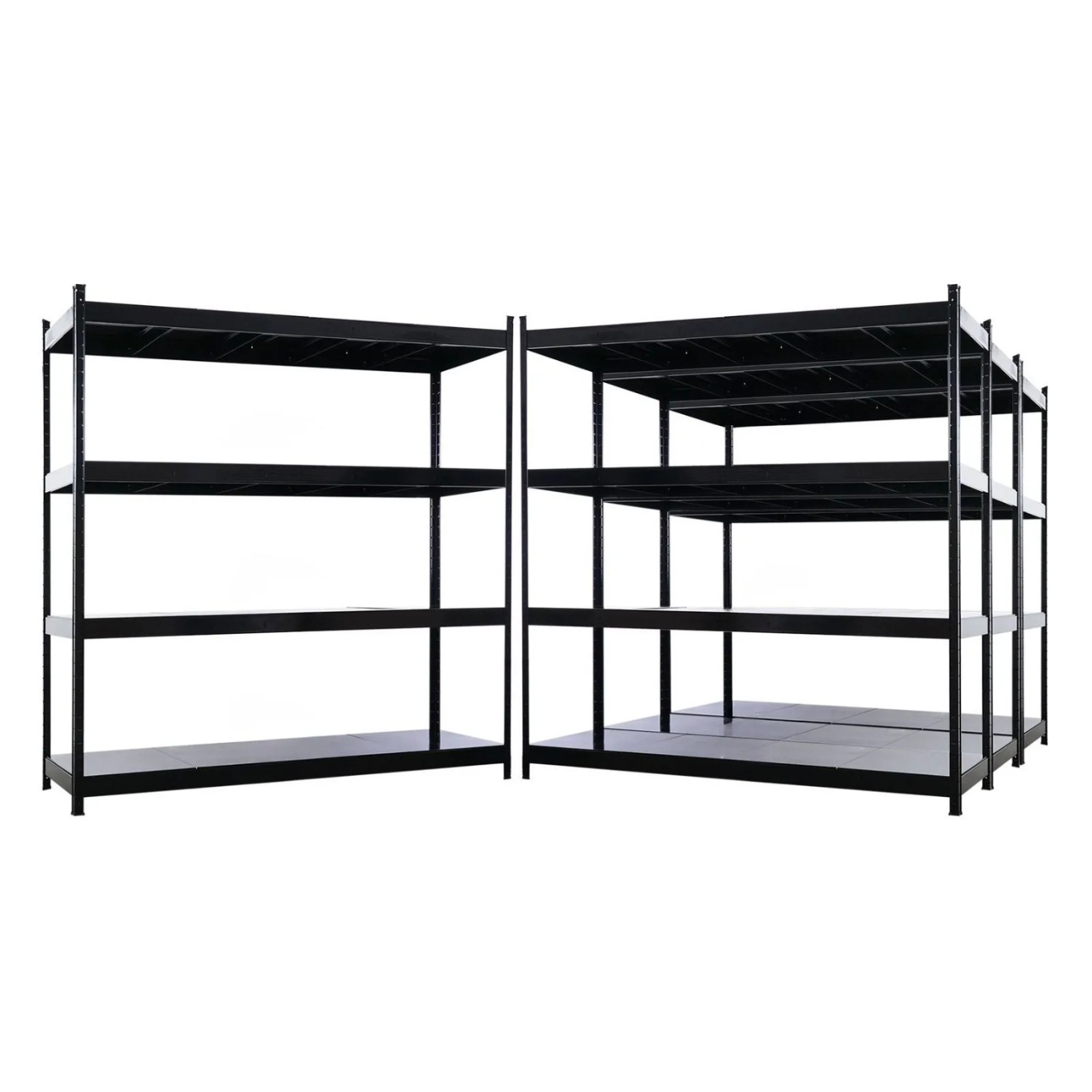 PROREGAL Mega Deal 4x Profi Schwerlastregal Metallböden HERCULES Schwarz 200x200x60cm 4 Stahlplatten-Ebenen Fachlast 400kg Regalsystem