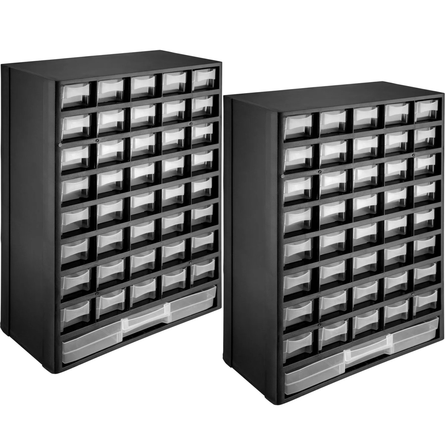 Tectake 2Er Set Sortimentskasten  41 Teilig 1 Großes Fach und 40 Mittlere Fächer  13 50 x 30 x 45 cm Schwarz Weiß
