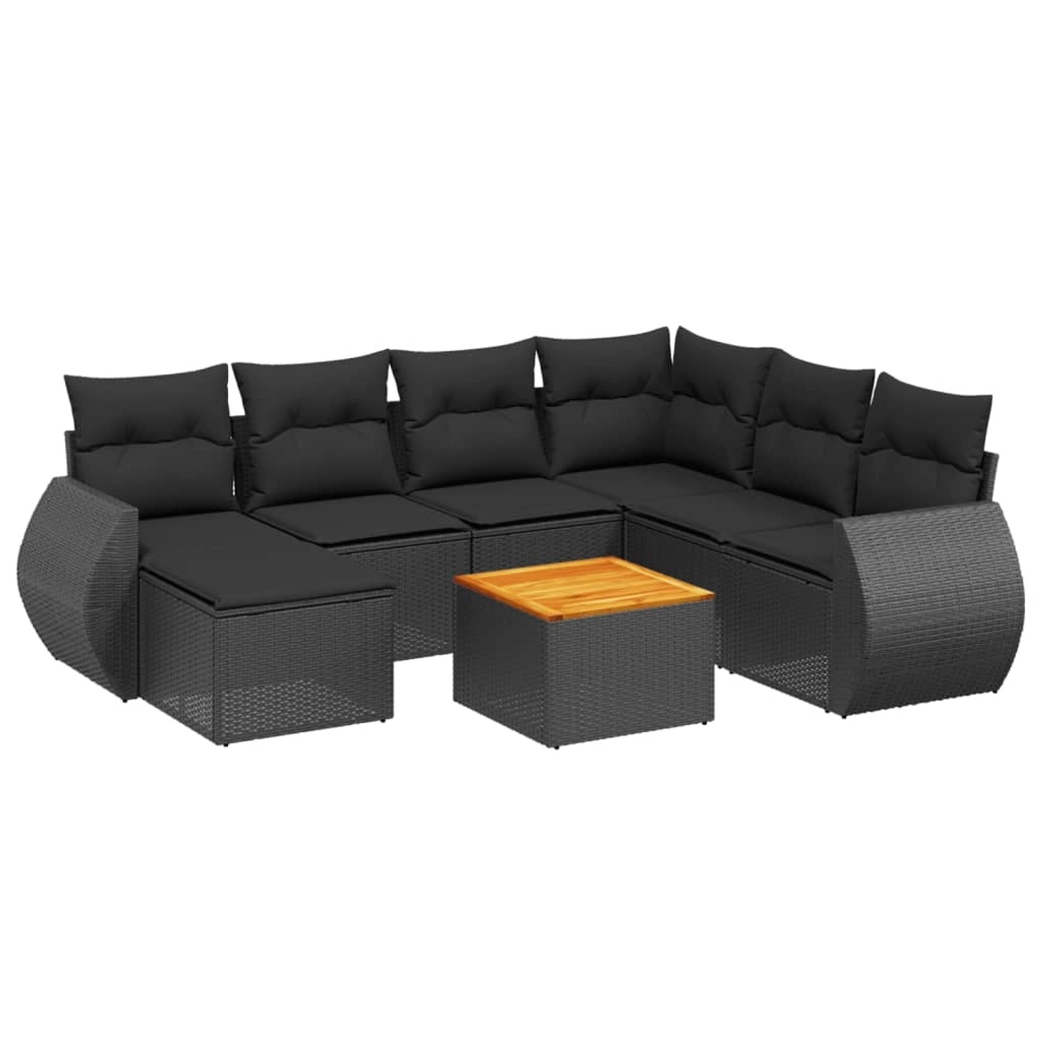 vidaXL 8-Tlg Garten-Sofagarnitur mit Kissen Schwarz Poly Rattan 3225117 günstig online kaufen