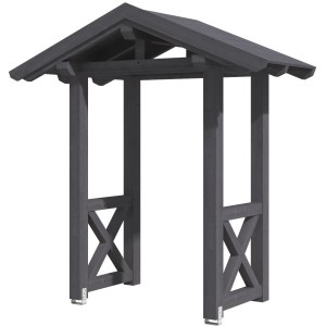 Skan Holz Haustür-Vordach Siegen 4, schiefergrau lasiert, 247x116 cm, aus Konstruktionsvollholz.