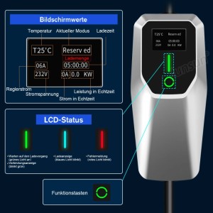 Junsun EV Ladegerät 11kw 8m Cable Type 2 3-phasig 6-16A Mit Adapter