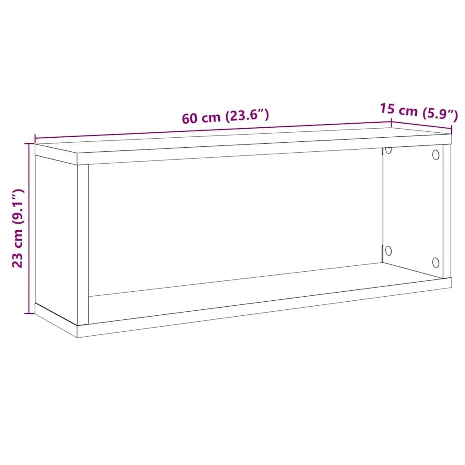vidaXL Würfelregale 2 Stk Weiß 60x15x23 cm Holzwerkstoff 807133_10