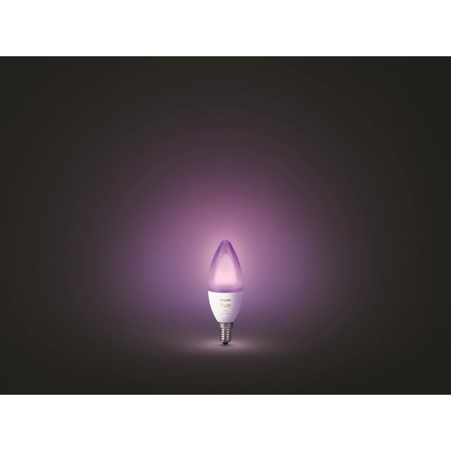 Philips Hue E14 LED Lampe, White & Color Ambiance, Kerzenform, 470 lm, violettes Licht.