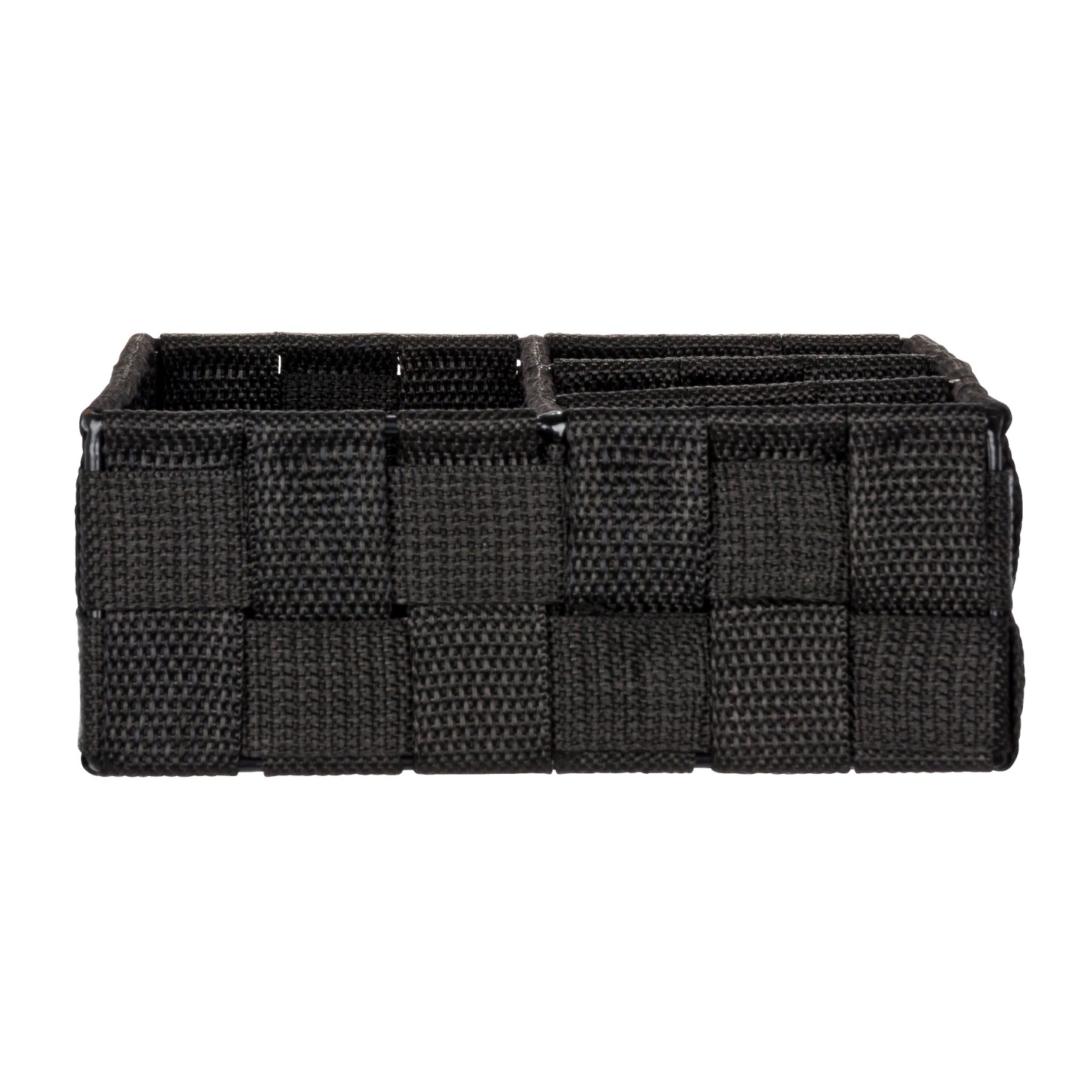 Schwarzer Wenko Organizer Adria mit 4 Fächern aus Polypropylen, ideal zur Aufbewahrung im Bad.