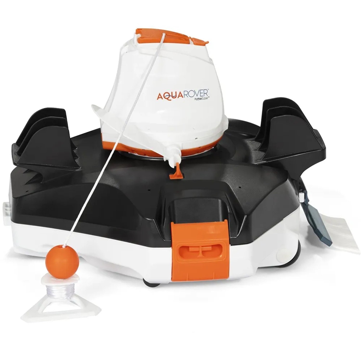 Flowclear Aquarover Poolroboter für die automatische Poolreinigung, schwarz-weiß.