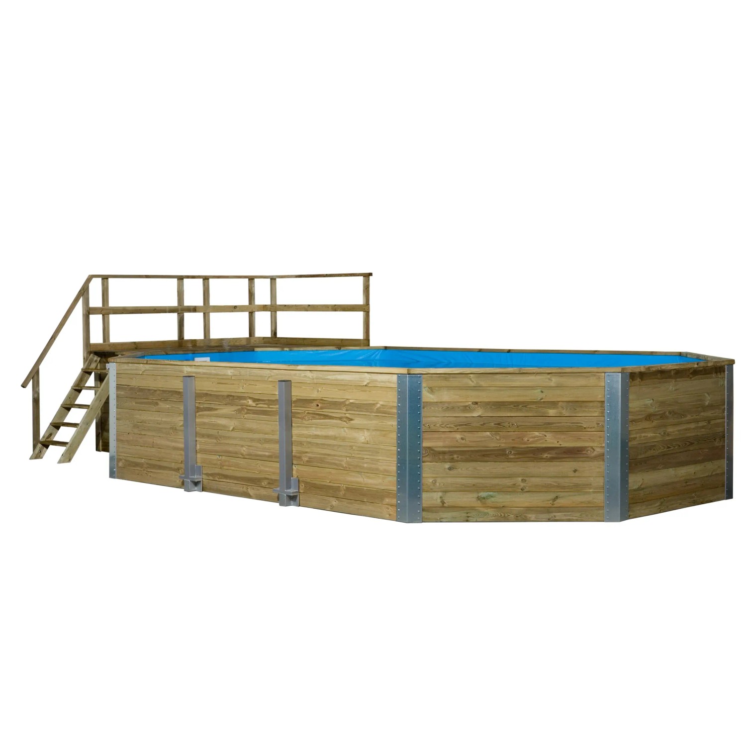 Weka Holzpool 594 A Sparset mit Leiter und Technikraum, kesseldruckimprägniert für lange Haltbarkeit.