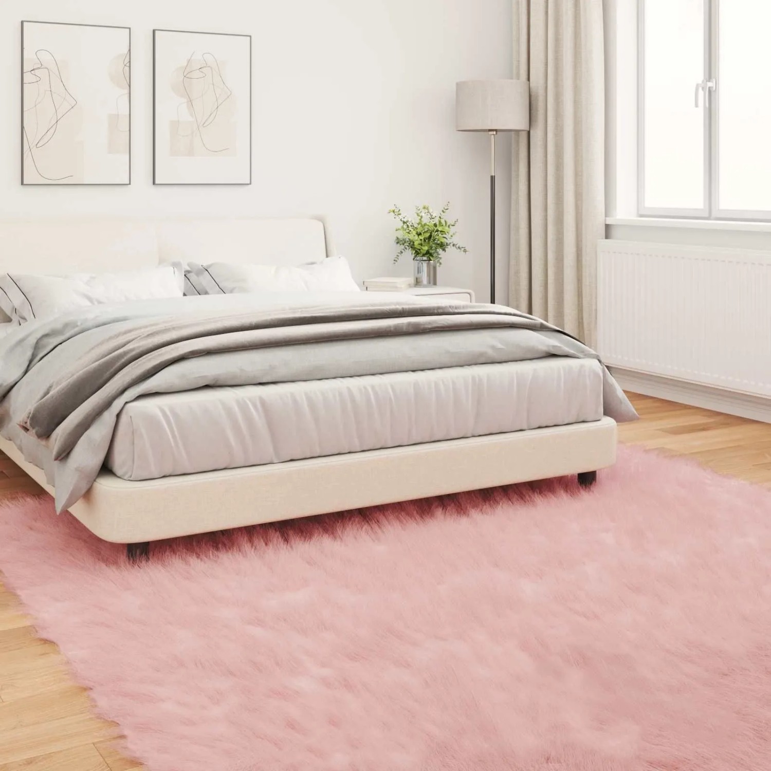 vidaXL Kunstschaffell Teppich Tafalla Rosa 240 x 240 cm Polyester 42021556_4