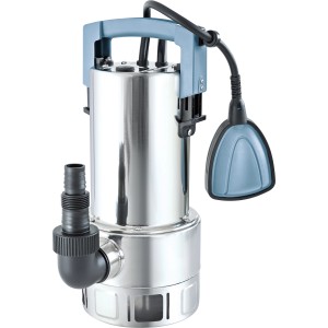 Tauchpumpe 1100 W für Schmutzwasser, Edelstahlgehäuse und Schwimmerschalter.
