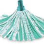 Leifheit Ersatzkopf Classic Mop Viscose Plus für Reinigungsgeräte, Viskose-Streifen in Weiß und Türkis.