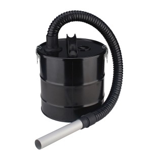 Aschefilter AF-18 für Nass- & Trockensauger: Schwarzer Metallbehälter mit Schlauch und Saugrohr.