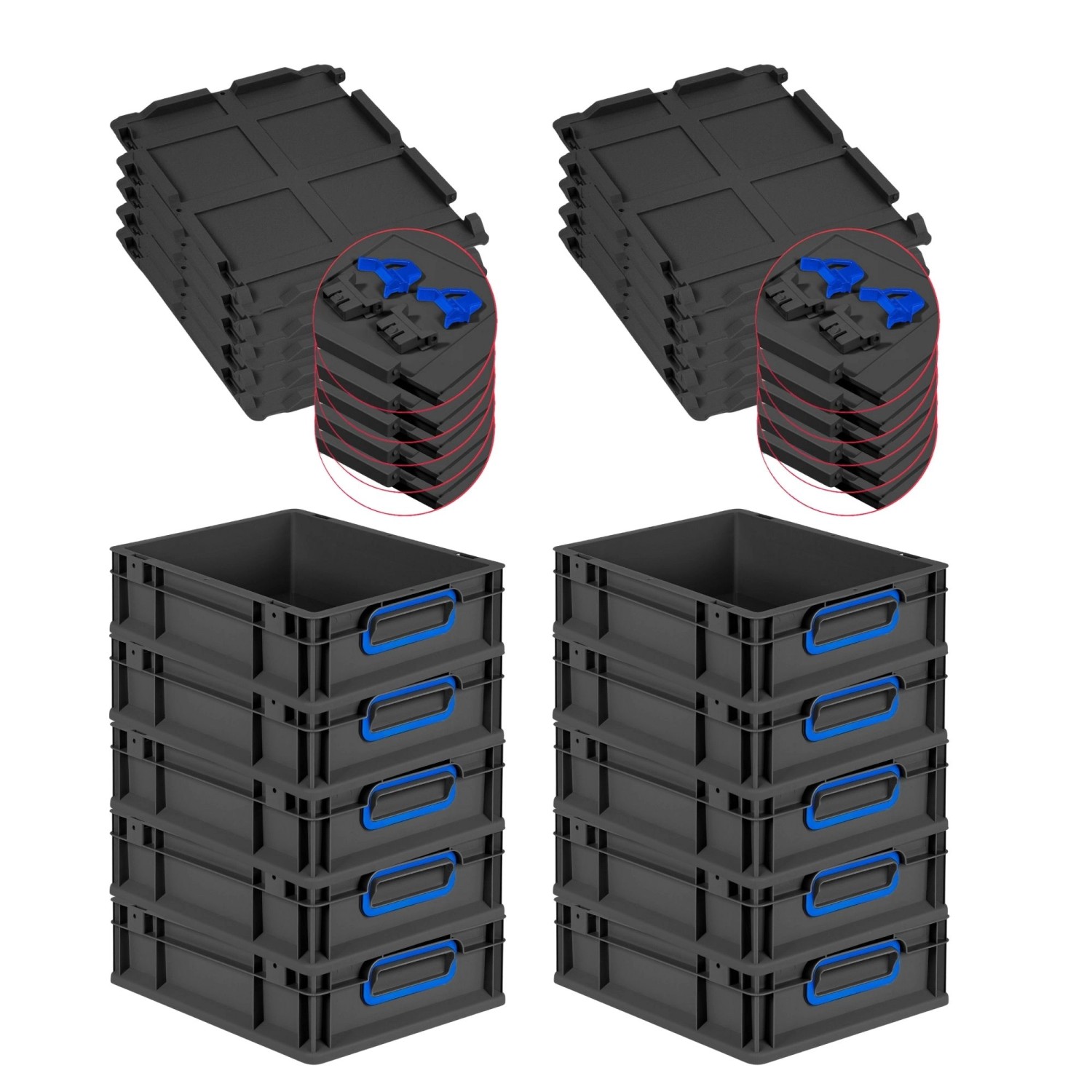 PROREGAL SuperSparSet 10x Eurobox Nextgen Color Mit Scharnierdeckel HxBxT 1 günstig online kaufen